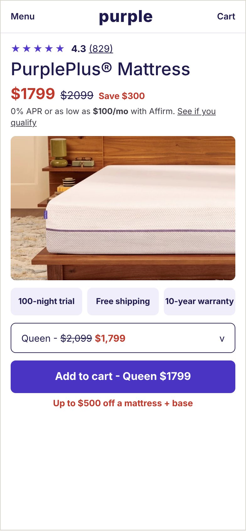 Purple purpleplus product page, concept redesign